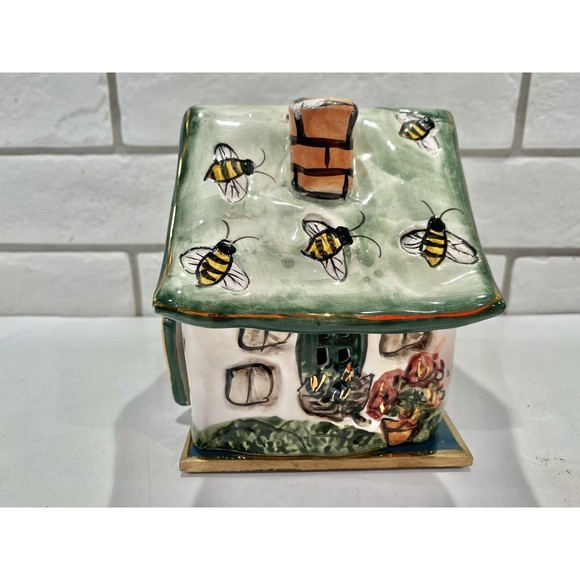 Blue Sky Clayworks by Heather Goldminc BEE HOUSE tea-lite holder Signed - Picture 4 of 9